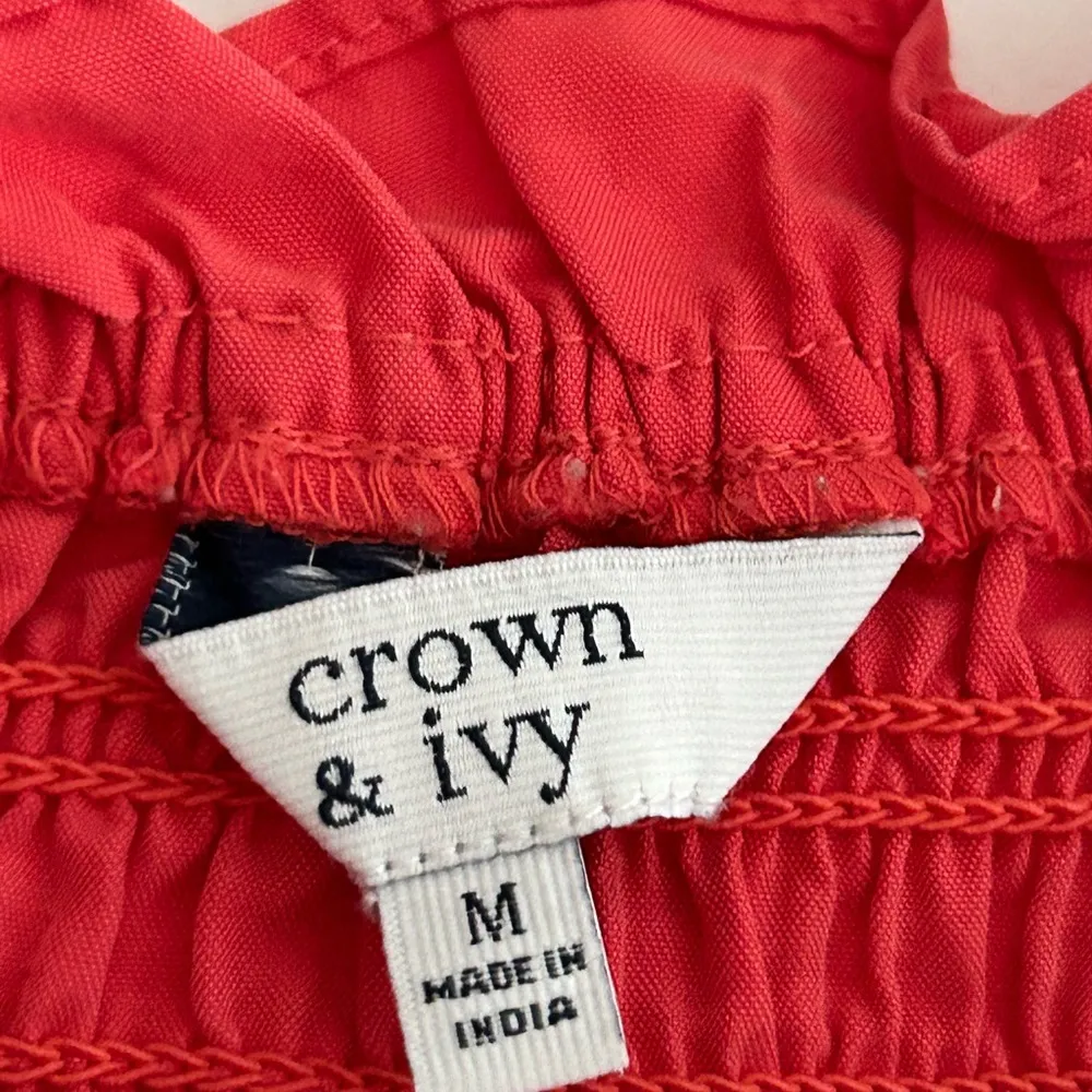Crown and Ivy Smocked Blouse Coral Red Size M - Image 6