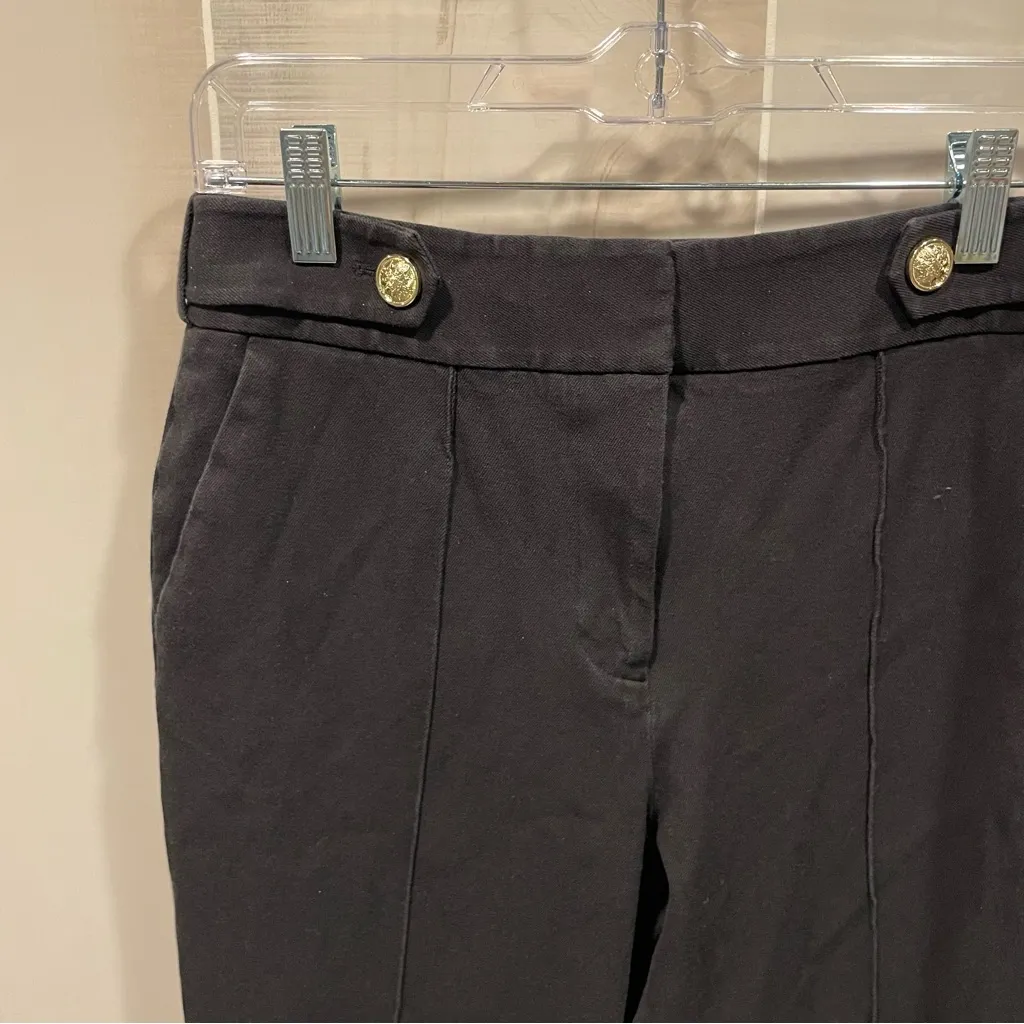 Elie Tahari Cute cotton canvas gold chunky button ankle pants stretch crops - Image 8