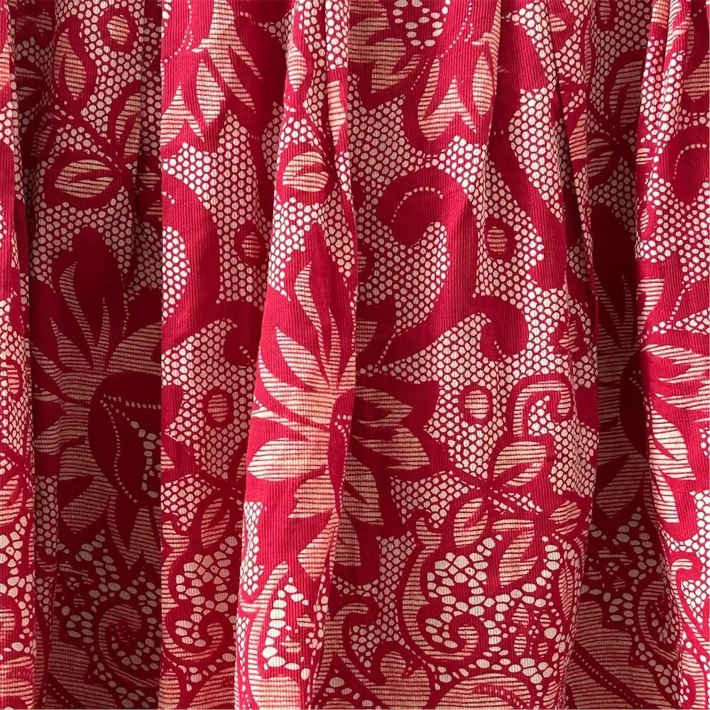 Anthropologie Yoana Baraschi Women's Floral A-Line Skirt Red Knee-Length Size 8 - Image 8