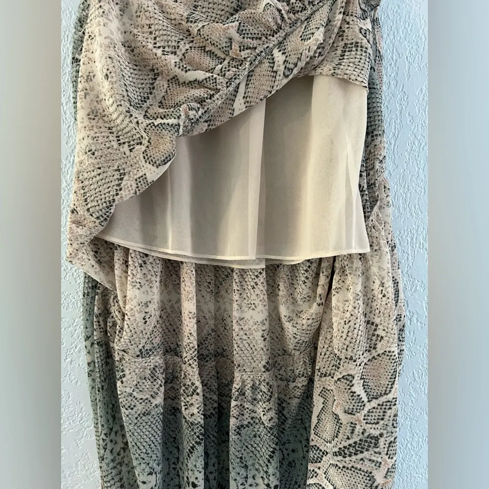 Boho Chiffon Snake Print Maxi Skirt - size 4 - Image 5