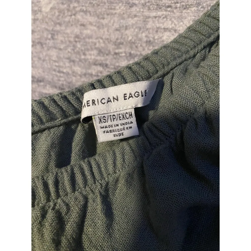 American Eagle One Shoulder Jumpsuit Linen Blend Olive Green XS Romper - Image 4