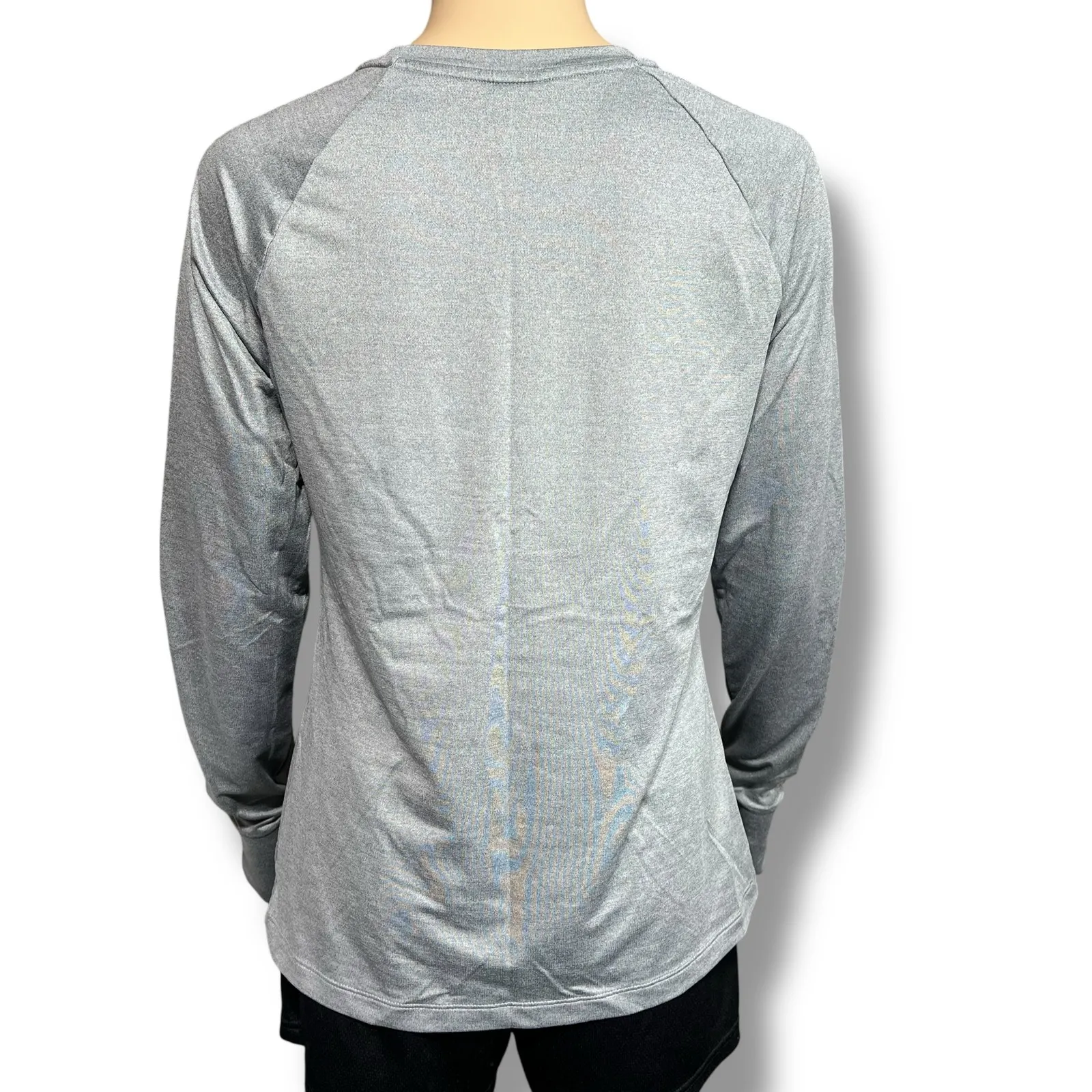 Athletic Works Womens Shirt Top Long Sleeve Pullover Solid Crew Neck Gray Medium - Image 3