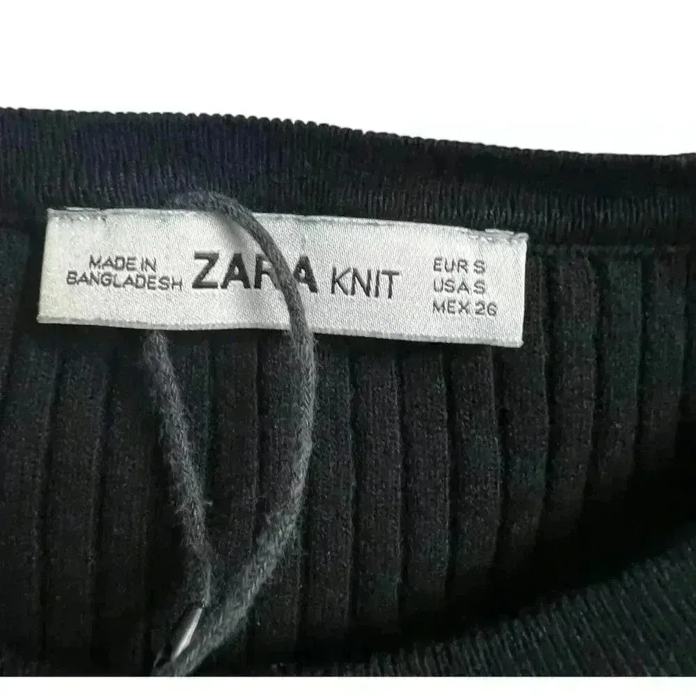 Zara Knit Cropped Black Sweater Small - Image 3