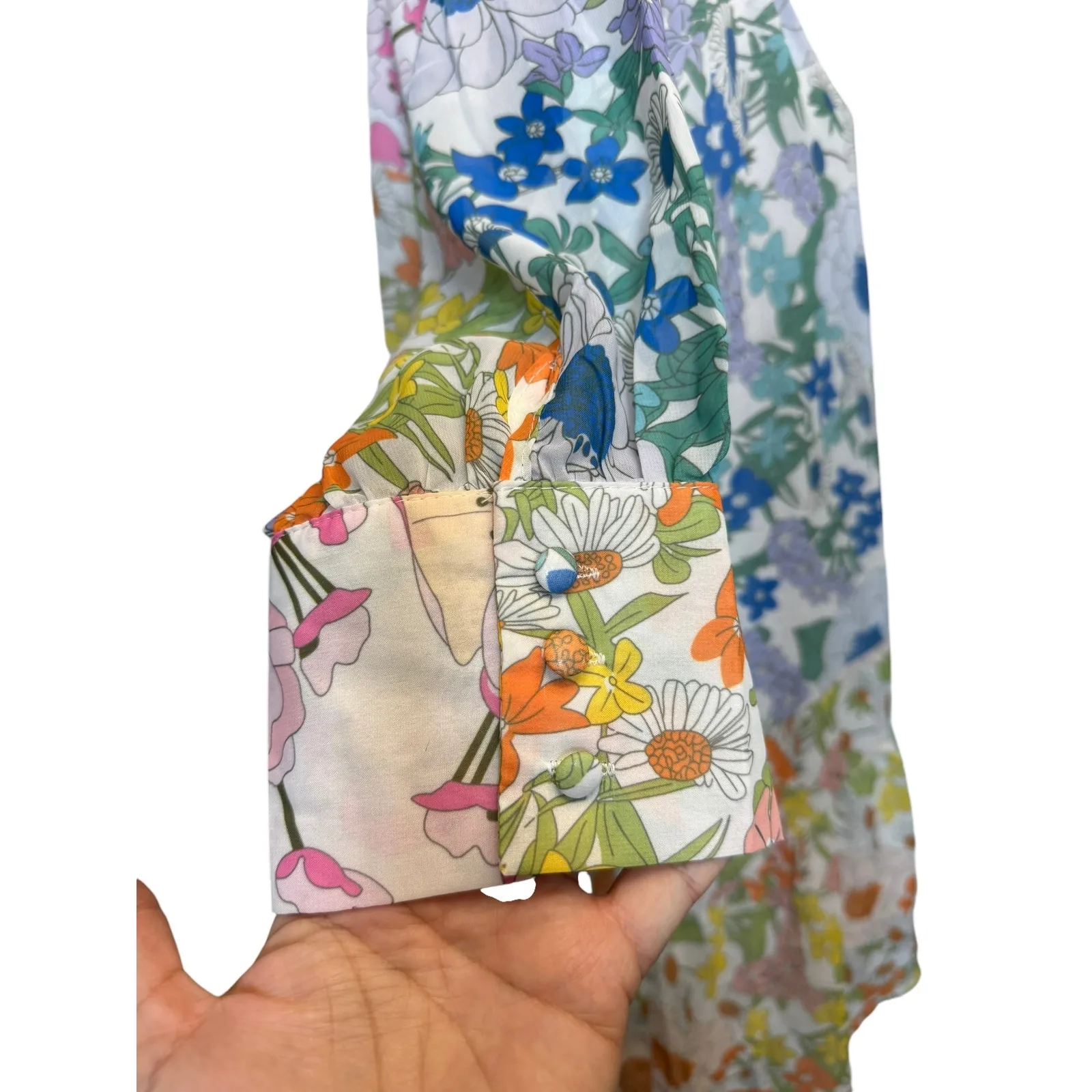 BOHO Floral Babydoll Dress Arthur Jane Claire Womens Large Retro Hippie 70s - Image 7