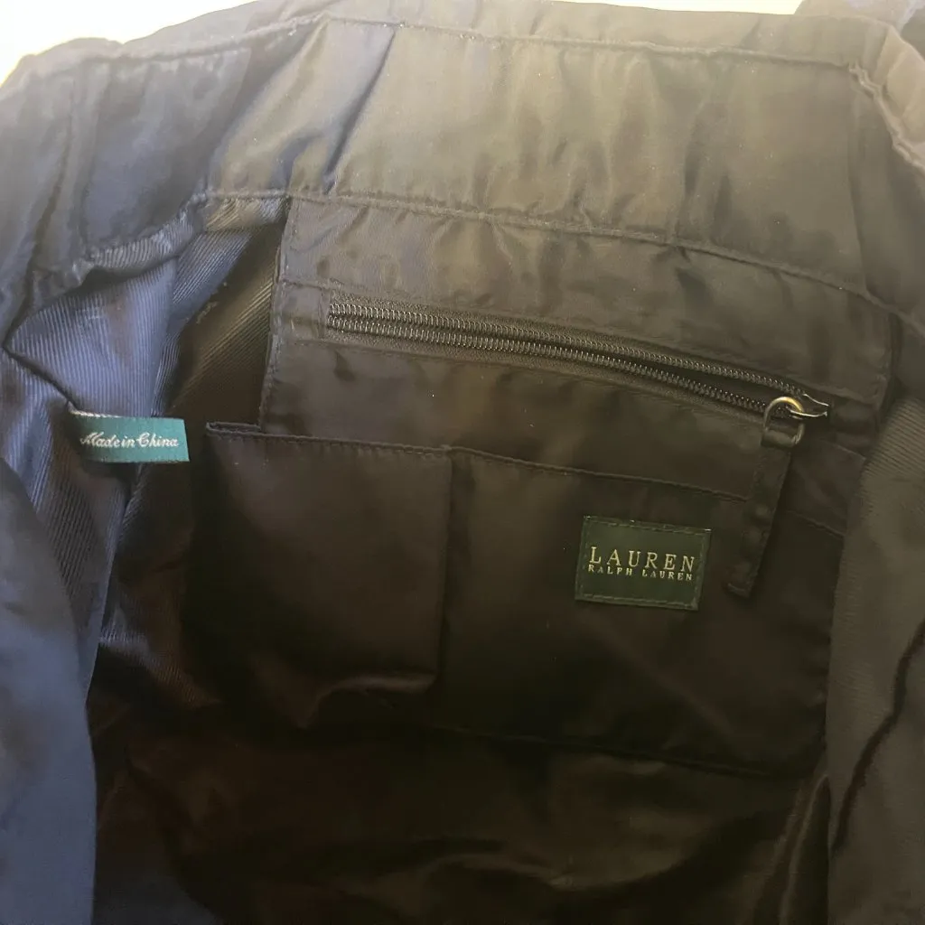 Lauren Ralph Lauren Y2K Black Tote Shoulder Bag Purse Handbag Beach LRL Monogram - Image 5