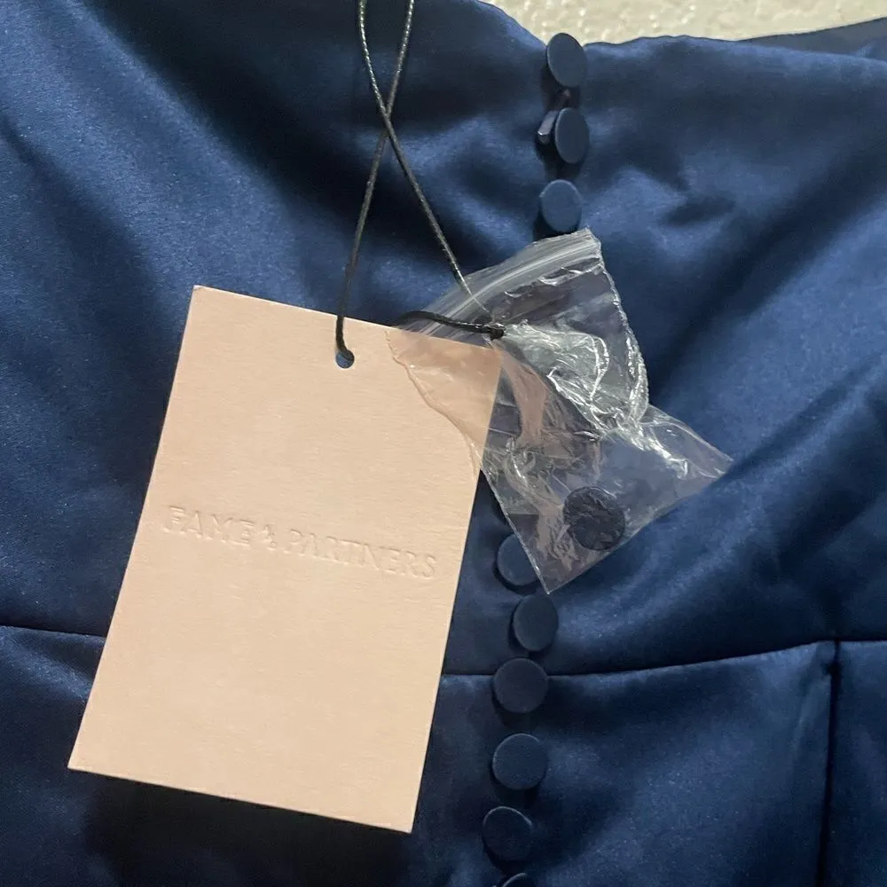 Fame and Partners Plus‎ Size Sarah Midi Gown Duchess Satin Navy Size 22 NWT - Image 9