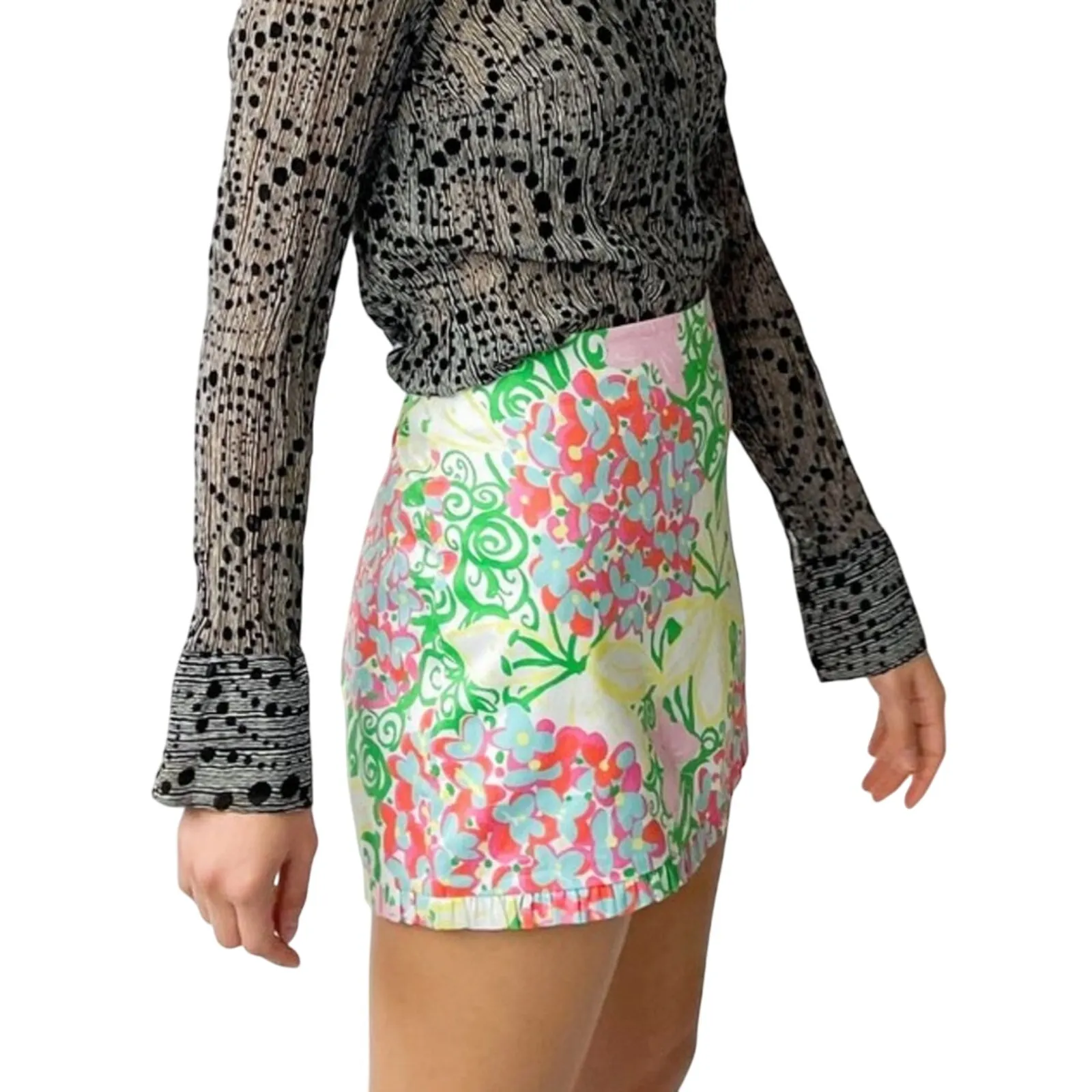 Lilly Pulitzer Mariposa Callie Floral Mini Skirt Pink Butterflies Size 0 - Image 4