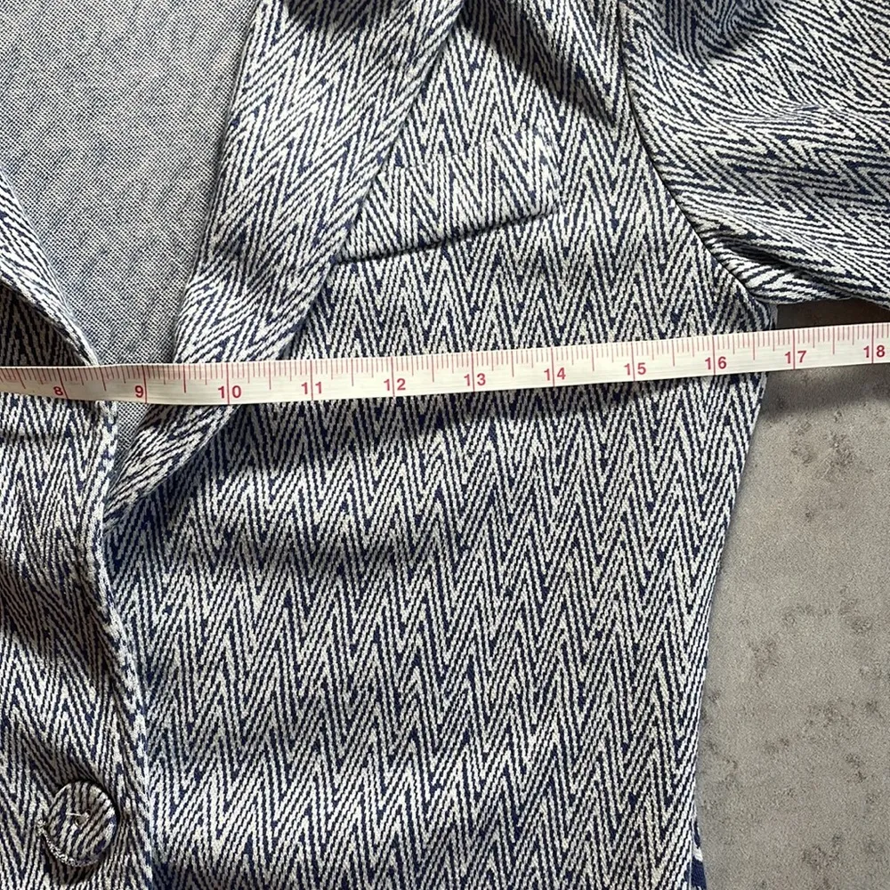 TART Jersey Knit Button Blazer Jacket Mixed Print Blue White Pockets Soft ​Small - Image 12