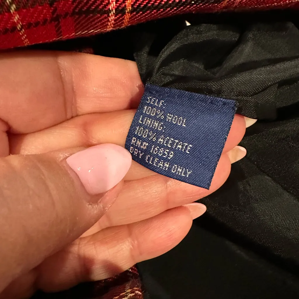 J. McLaughlin Black Red Plaid Wool A-Line Skirt - Image 6