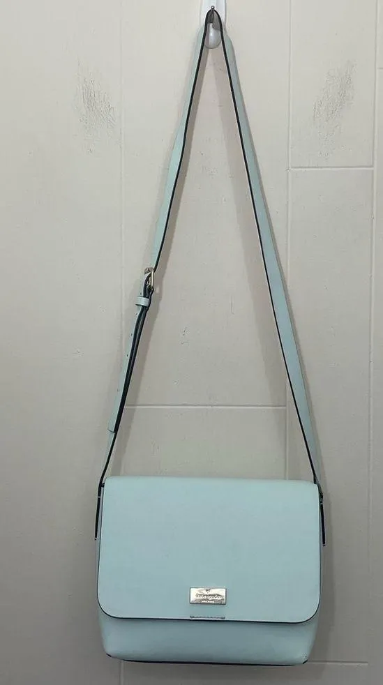 Kate Spade Mint Teal Blue Leather Crossbody Bag Purse ~ Fold over Magnetic - Image 2