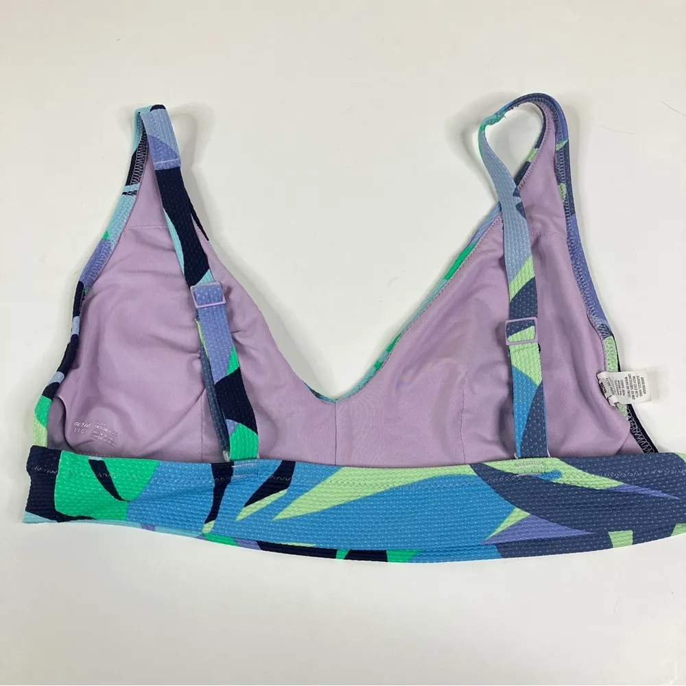 Aerie | Abstract Pique Longline V Scoop Bikini Top L - Image 4