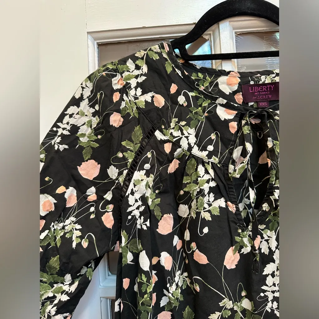 J. Crew Liberty Art Fabrics Poppy Dream Shirt Blouse Floral Print Black Size XXS - Image 3
