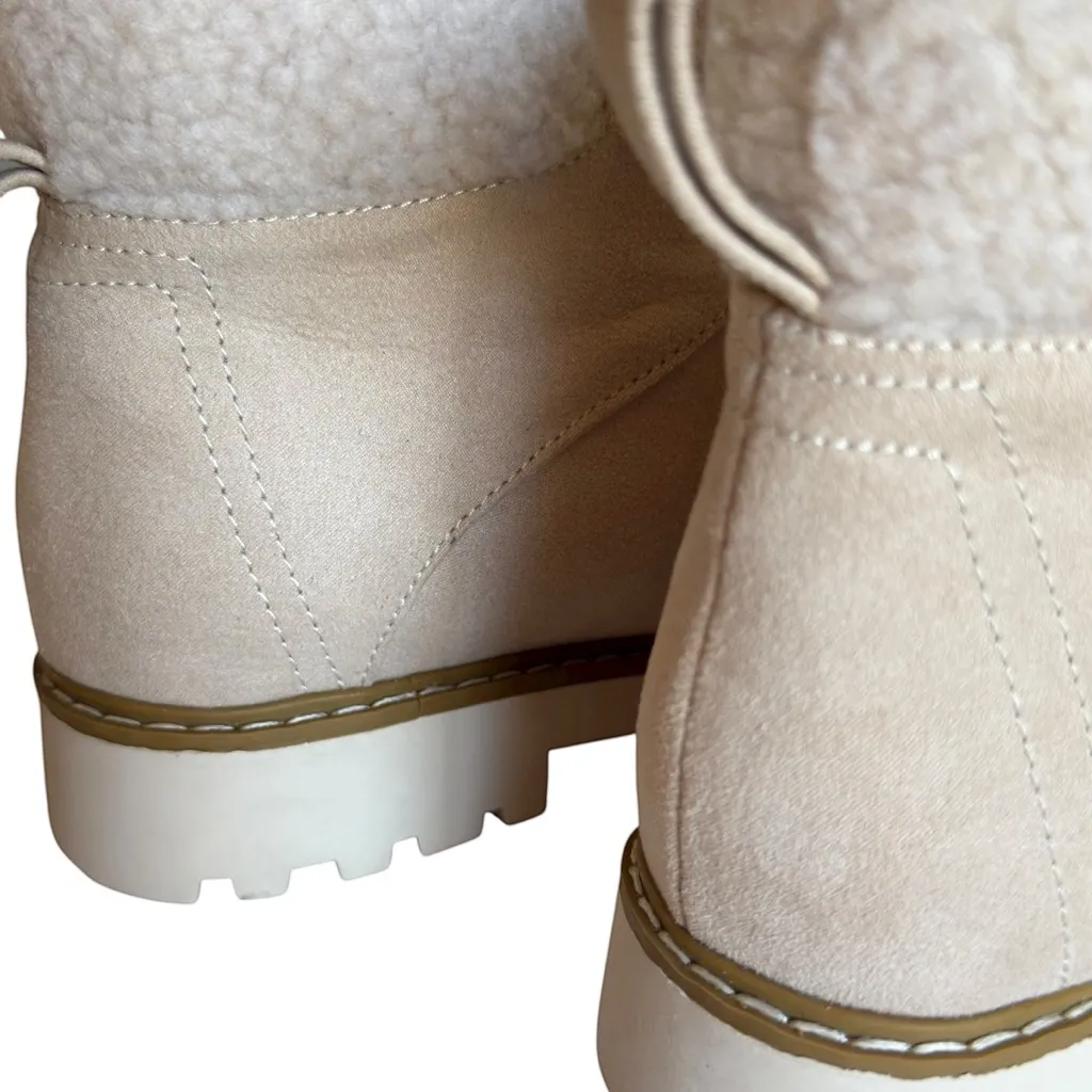 Women's Hiking Boots Lace Up Suede Sherpa 6.5 Light Tan Beige Sonoma Margarita - Image 13