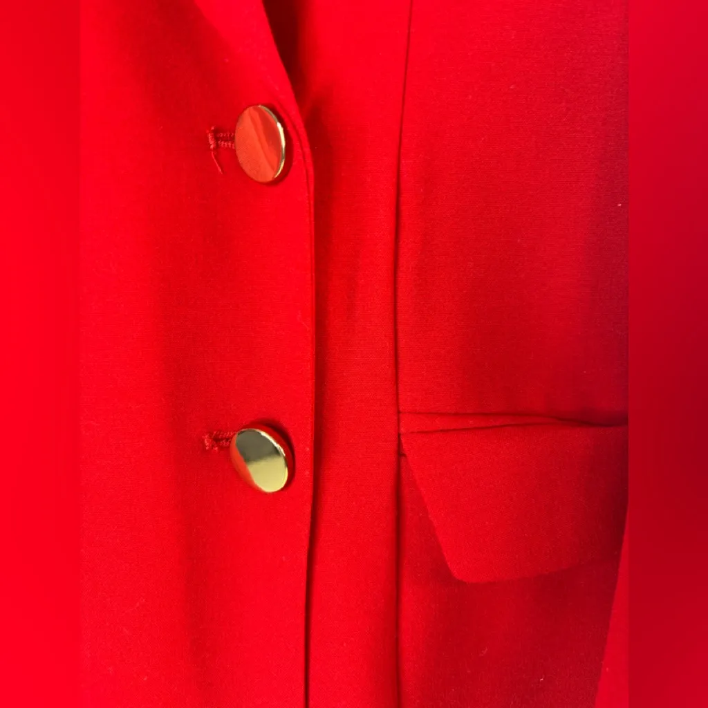 Calvin Klein  10 Sharp Vibrant Red Classic Wrap Over Pocketed Coat Dress - Image 5