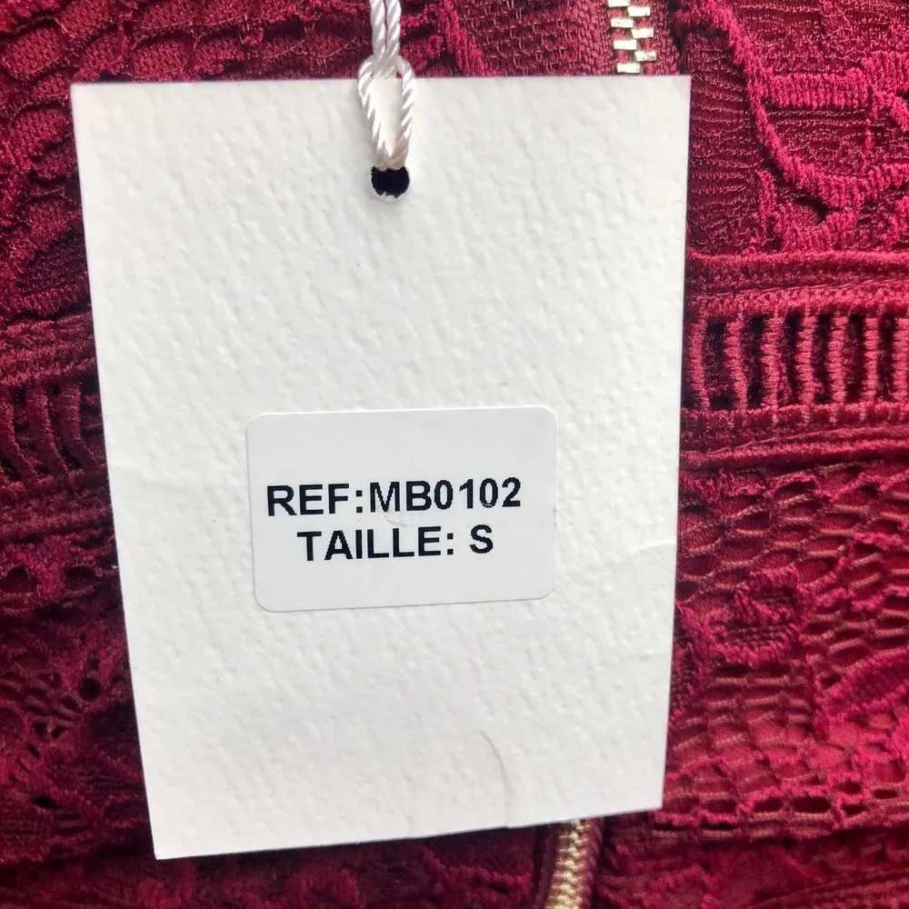 MiaoMiao Wine Lace Overlay Pencil Dress - Image 11