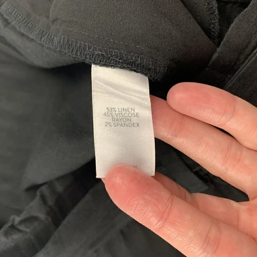 J. Jill Black Linen Belted High Rise Wide Leg Capri Pant S - Image 5