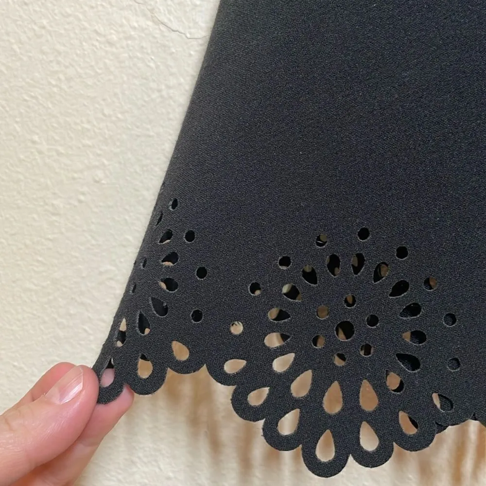 Loft Anne Taylor Black Scallop Trim Classic Fit & Flare Dress size 10 - Image 5