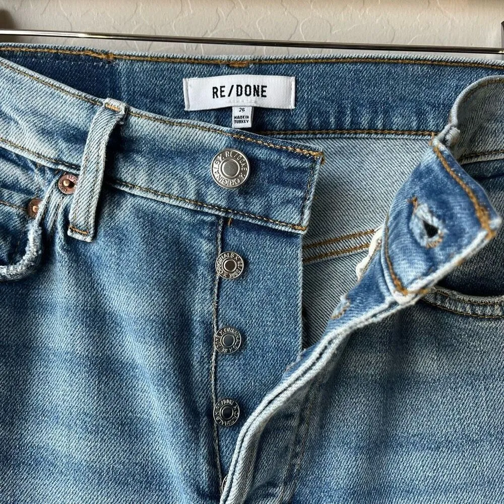 REDONE Denim Jeans 80’s Slim Straight‎ Distressed Blue Jeans Size 26 - Image 7
