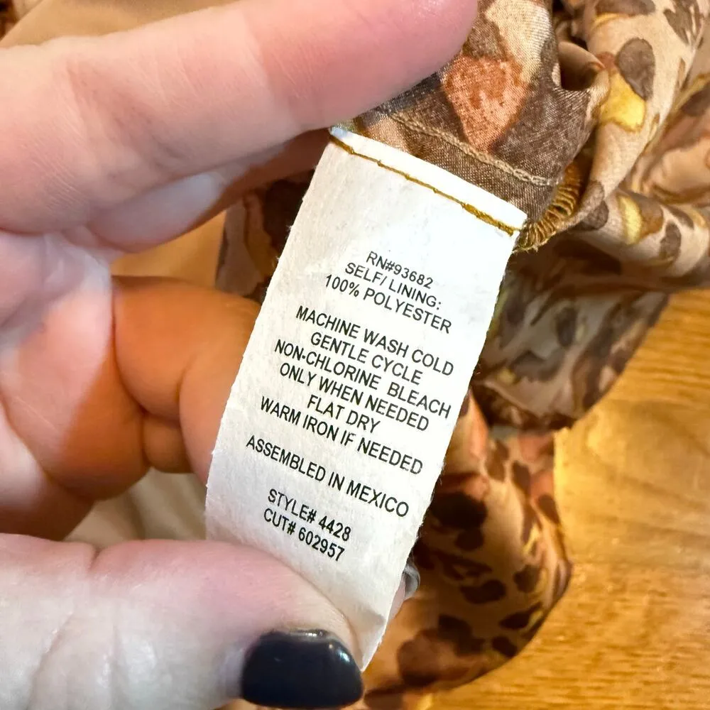 Forgotten Grace Womens XS Satin Brown Tan Cheetah Print Animal Print Midi Skirt - Image 8