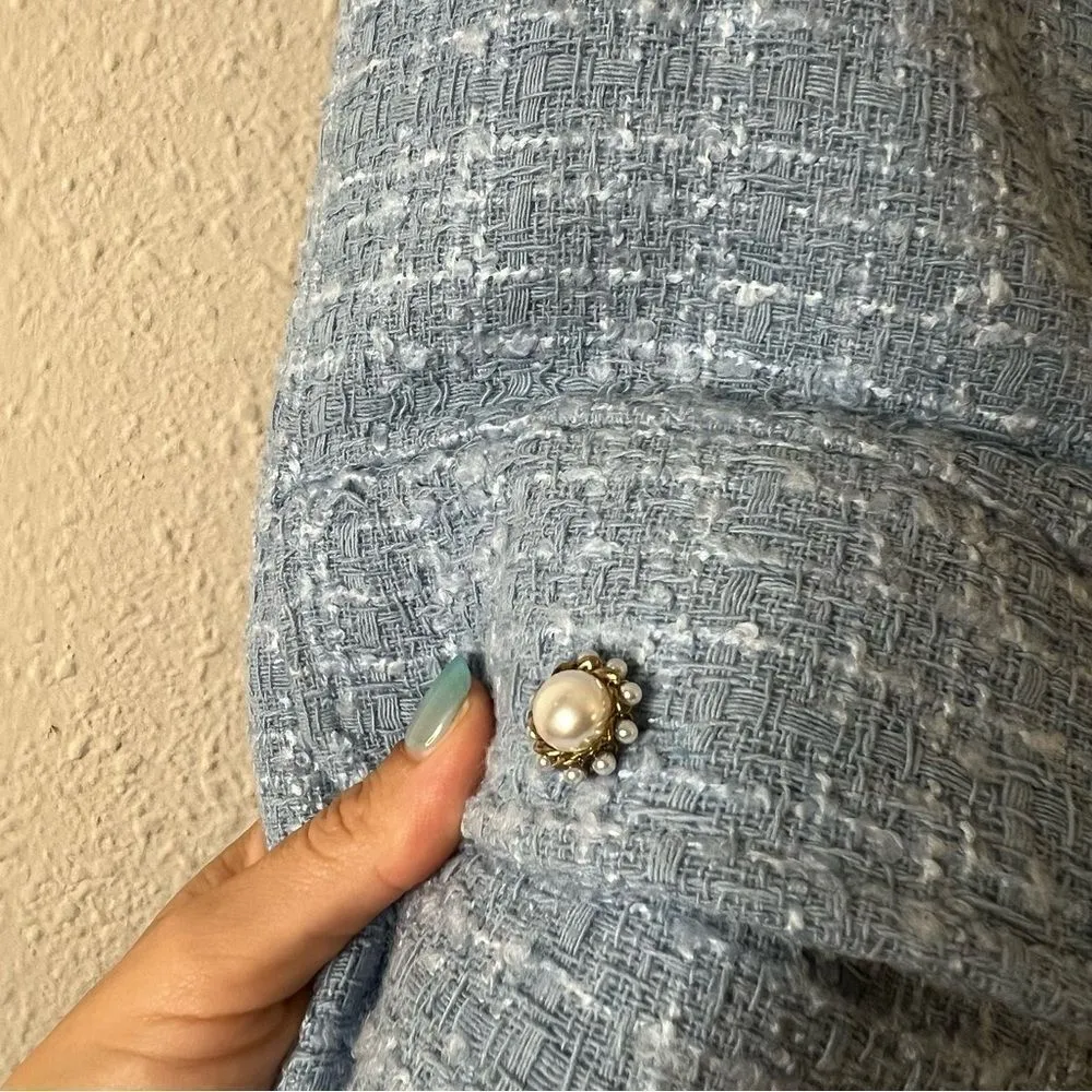 Anthropologie Maeve Sleeveless Tweed Blazer Mini Dress NEW Plus Size 18W in Blue - Image 12