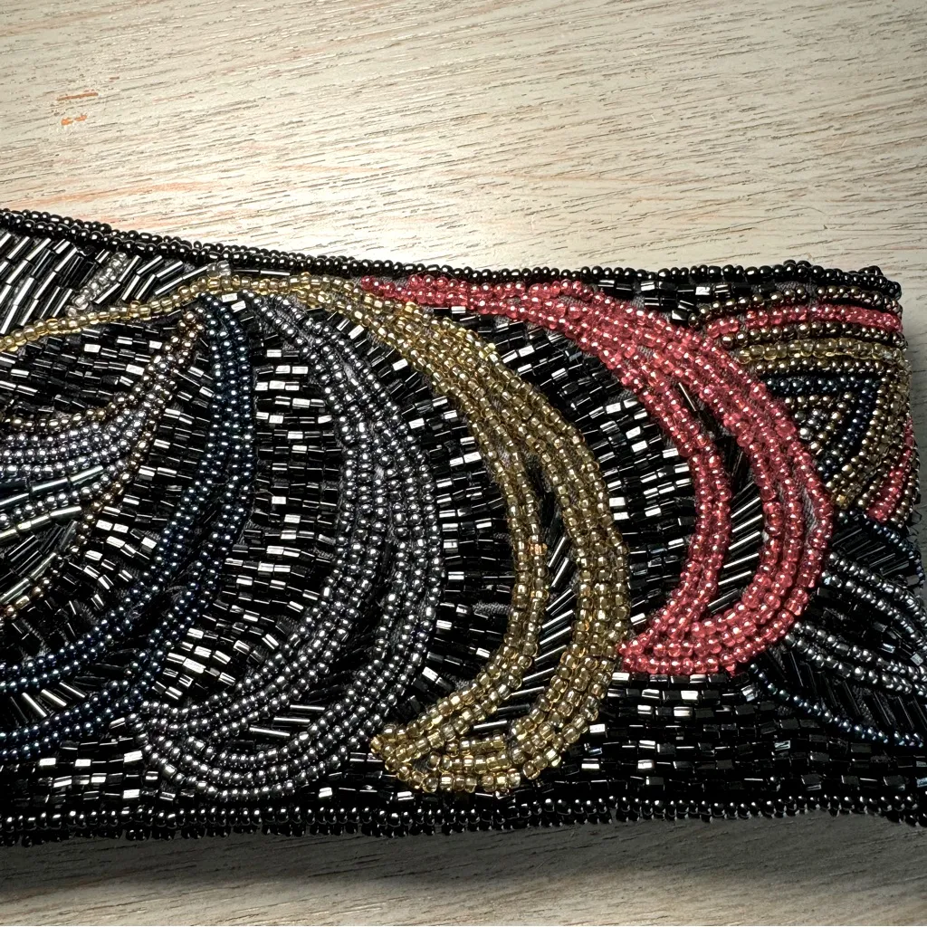 Vintage Christian Dior 1980s Black Beaded Satin Fashion Statement‎ Belt Size M - Image 6