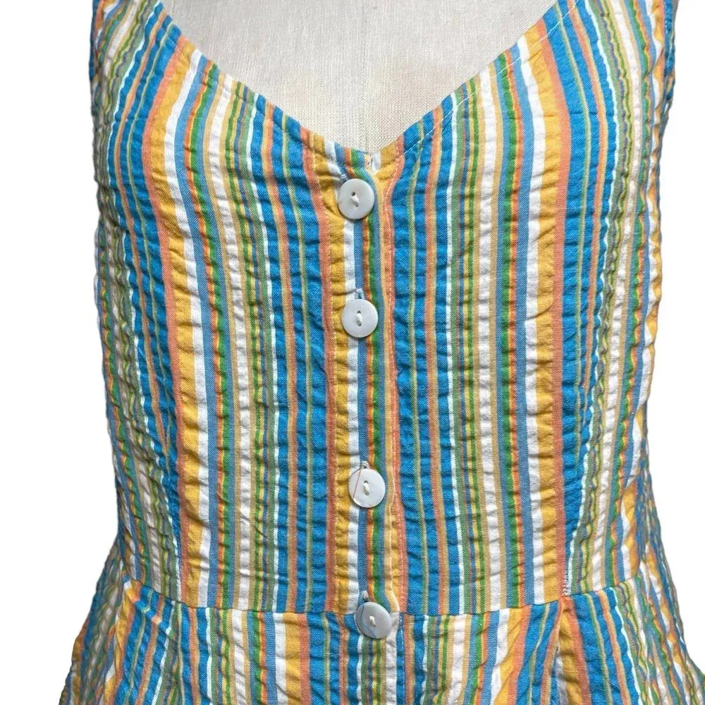 Roller Rabbit Seersucker Lindy Dress Rainbow‎ Stripe Size Medium - Image 5