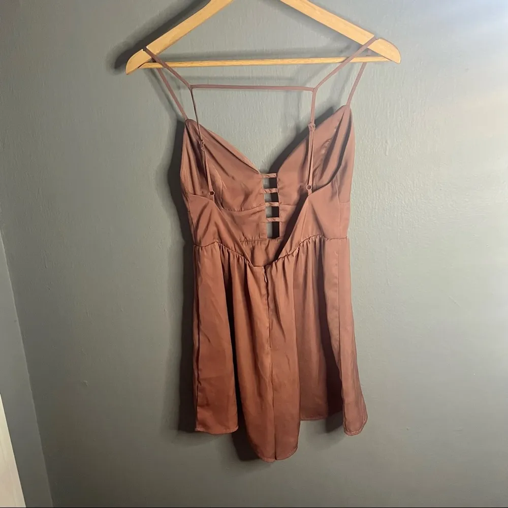 UO silence + noise brown Margot ladder sleeveless romper - Image 4