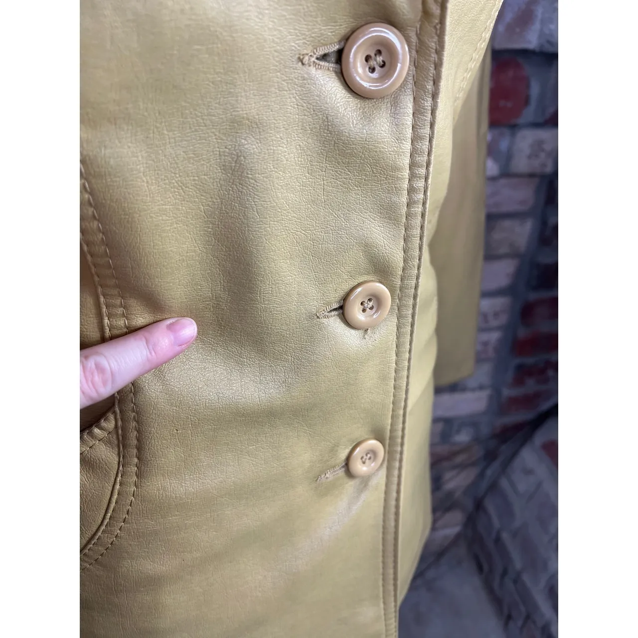 Fingerhut Vegan leather Jacket gun Mustard vintage 1970s Tan Size 14 - Image 6