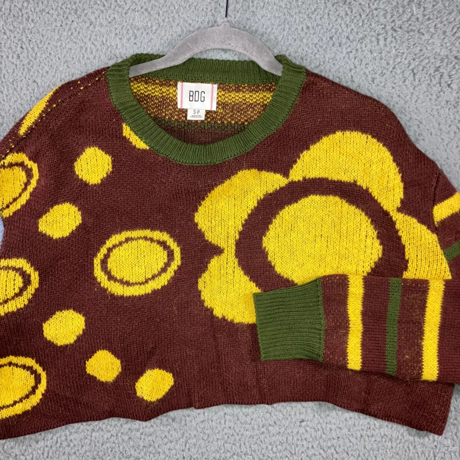 BDG Urban Outfitters Oversized Sweater Women Small Cropped Abstract Floral Daisy - Image 3