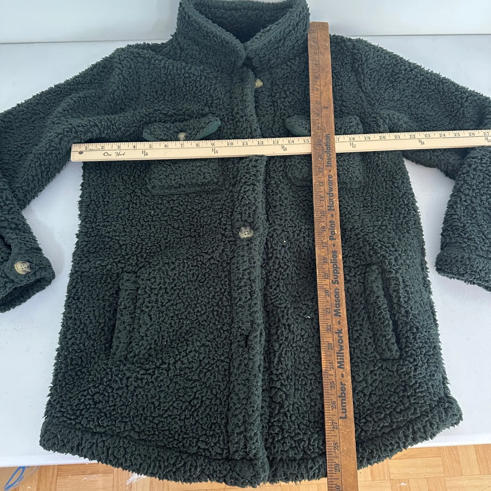 Lee‎ Sherpa Jacket Womens Medium Button Front Olive Green Cozy Warm Outerwear - Image 11