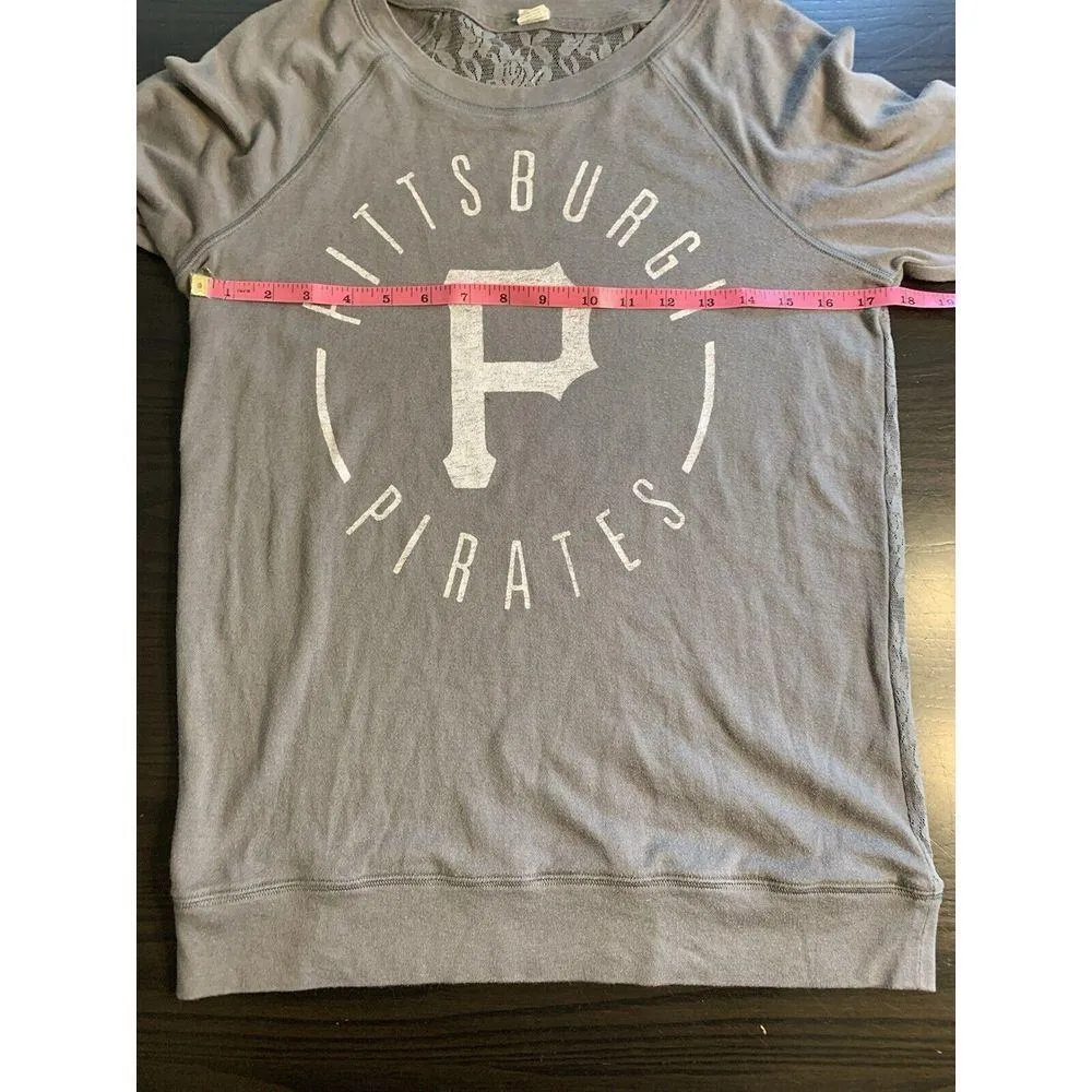 Victorias Secret MLB Pittsburgh Pirates T Shirt Lace Back PINK Small 5th & Ocean - Image 6