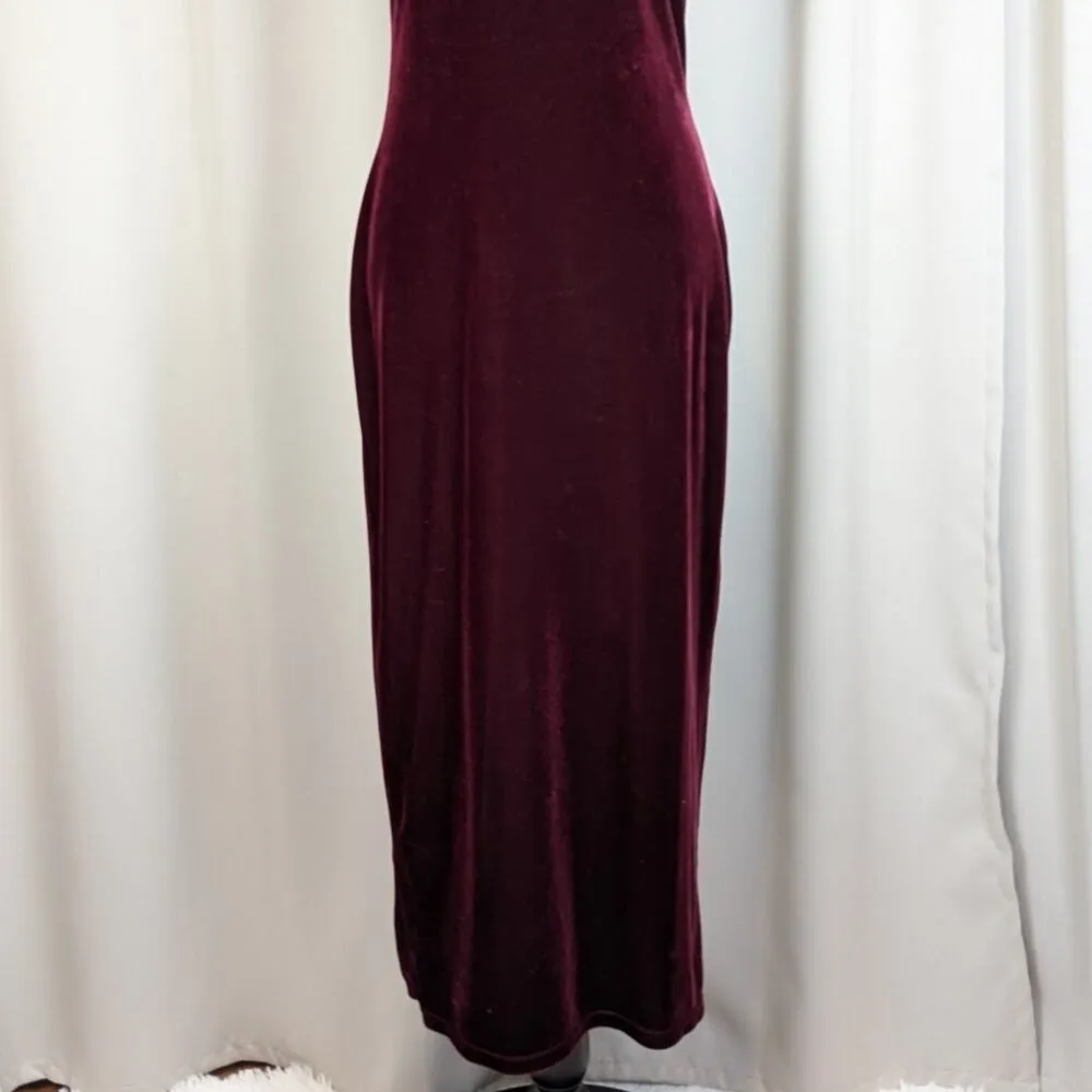 Y2K Vintage Velvet Sleeveless Midi Dress Kathie Lee Maroon Size M Red Size M - Image 10