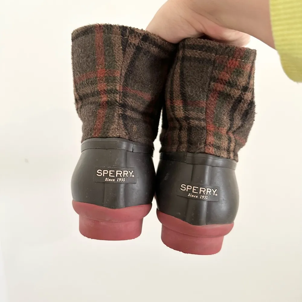 SPERRY Womens Sz 7m Saltwater Wool Plaid Duck Boots STS95922 outdoors winter - Image 4