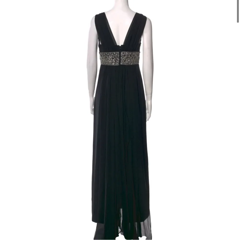 Marchesa Notte Black Maxi Silk Rhinestone beaded Gown Size 2 - Image 10