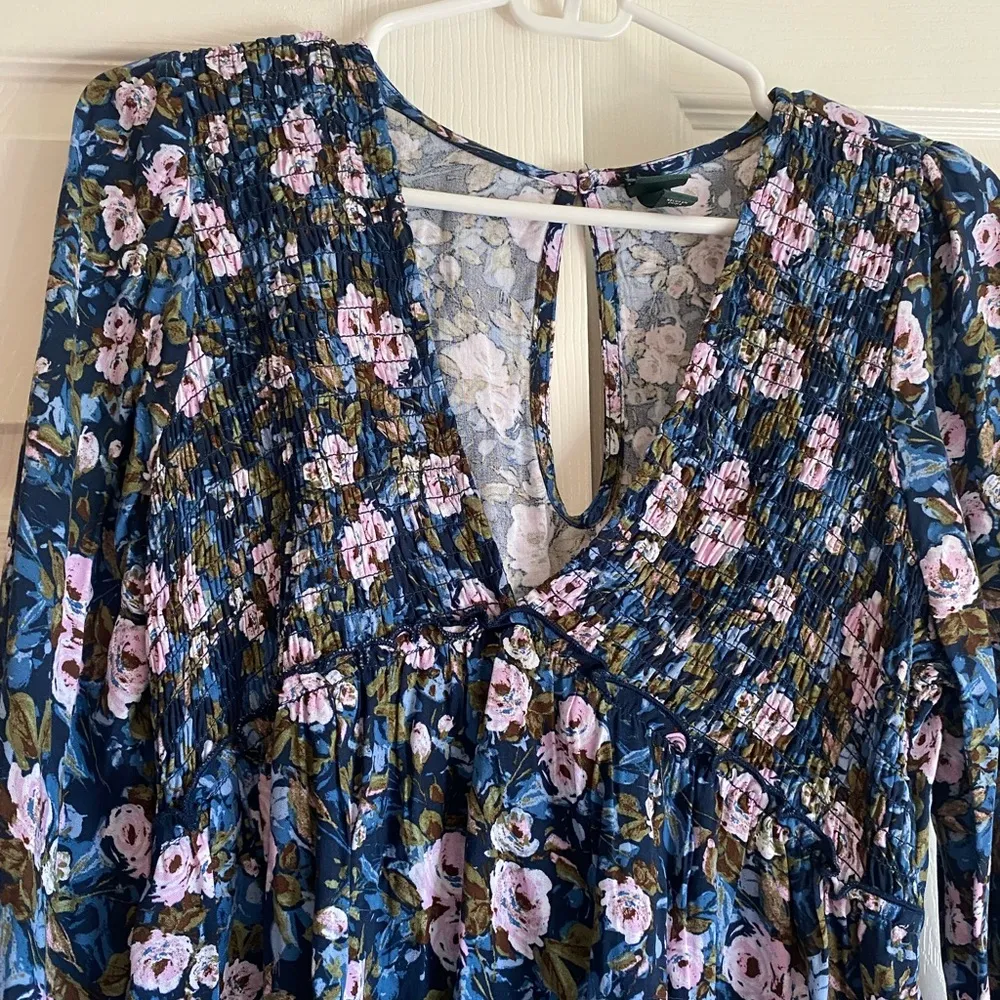 Wild Fable size medium floral granny core midi knee length long sleeve blue - Image 10