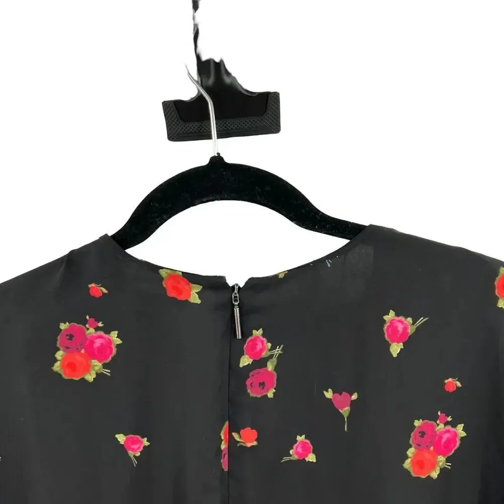 Jason Wu Pleated Rosebud Floral Chiffon Pleat Grosgrain Long Sleeve Dress Size 0 - Image 8