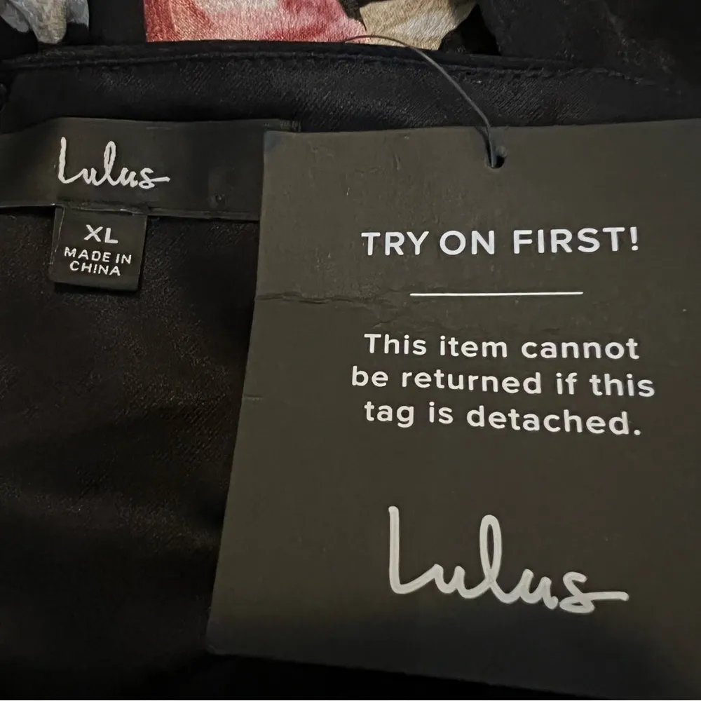 LULU’S Elegant Excellence Black Floral Satin Maxi Dress Size XL - Image 6