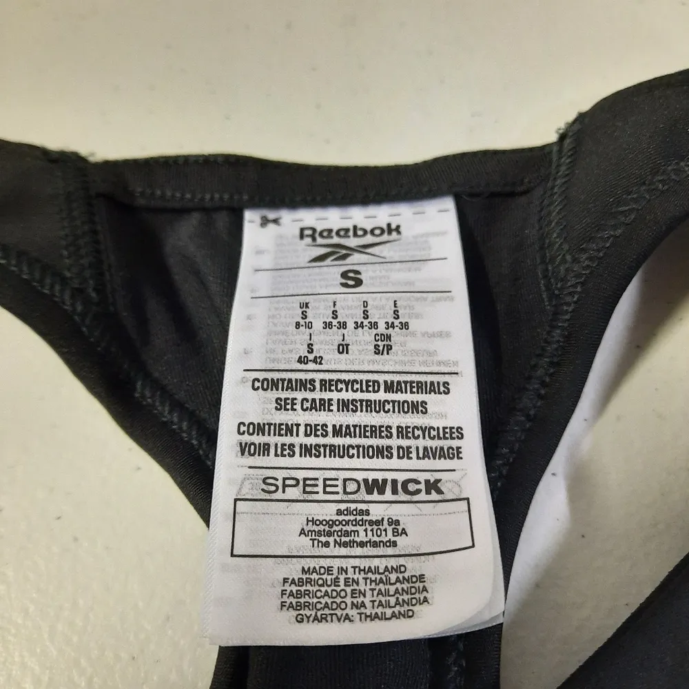 Reebok Sports Bra Womens Small Black Athletic Activewear Workout Stretch Yoga - Image 8