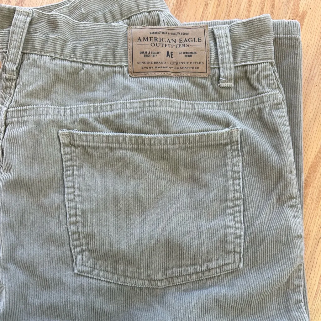 American Eagle AE Cords Beige Corduroy Button-Fly Straight Pants Size 12 32” - Image 3