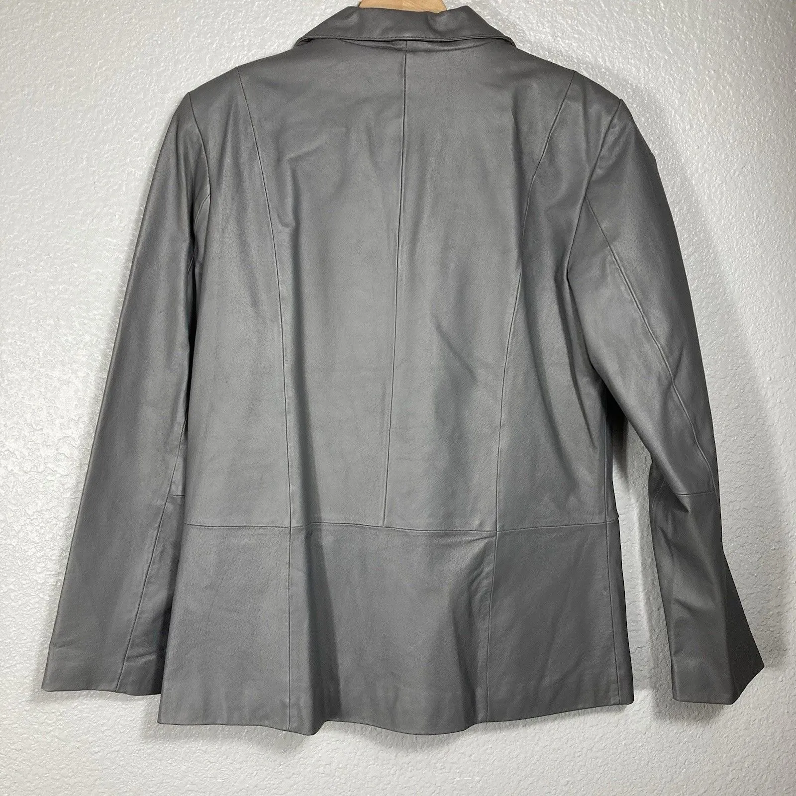 Chadwick's Classic Leather Jacket Blazer  Women’s Size 12 Gray Grey - Image 5