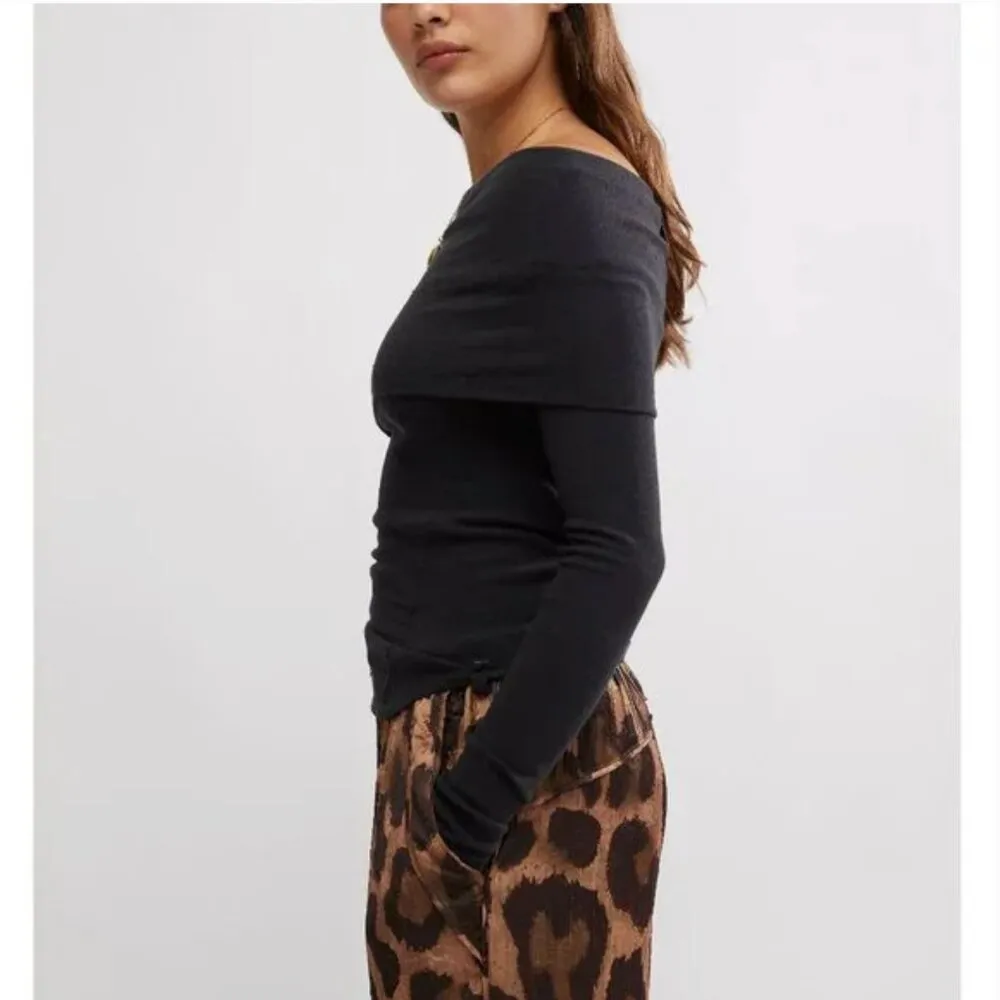 FREE PEOPLE NWT Iris Layering Top / Black - small - Image 5