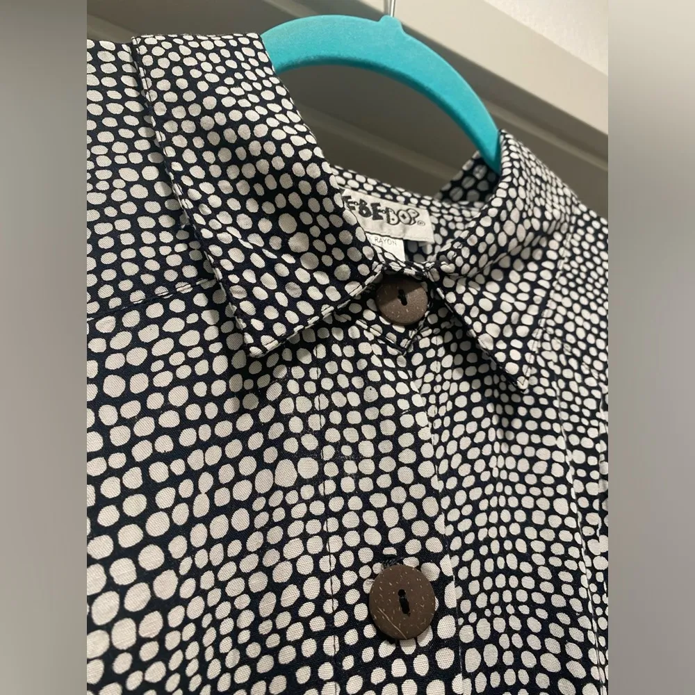 VTG 80s 90s We Be Bop Black & White Polka Dot Button - Image 5