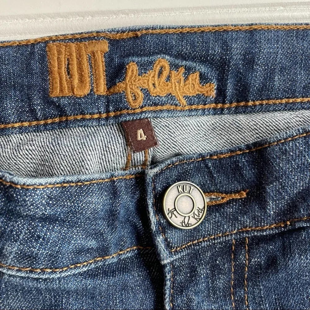 Kut From The Kloth Fray Cuff Cropped Jean Dark Blue Size 4 Catherine Boyfriend - Image 2