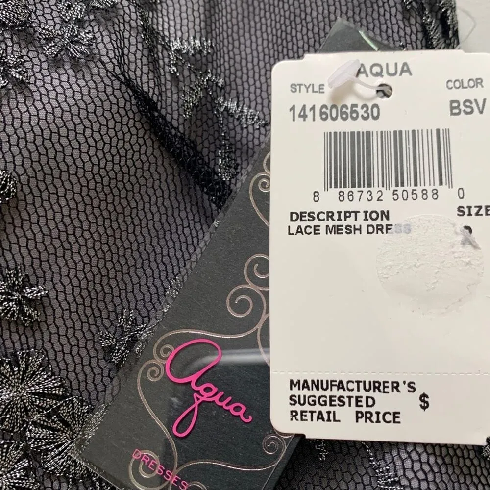 Aqua Dress Black Lace Mesh Tulle Sleeveless Formal Party Wedding Mini Size 2 - Image 14