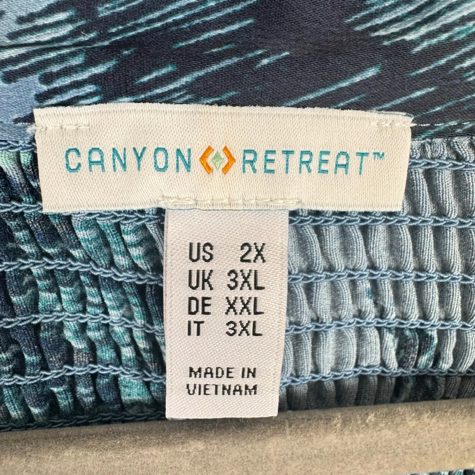 Canyon Retreat Denim‎ & Co. Blue Floral Silky Satin Long Sleeve Blouse Size 2X - Image 8