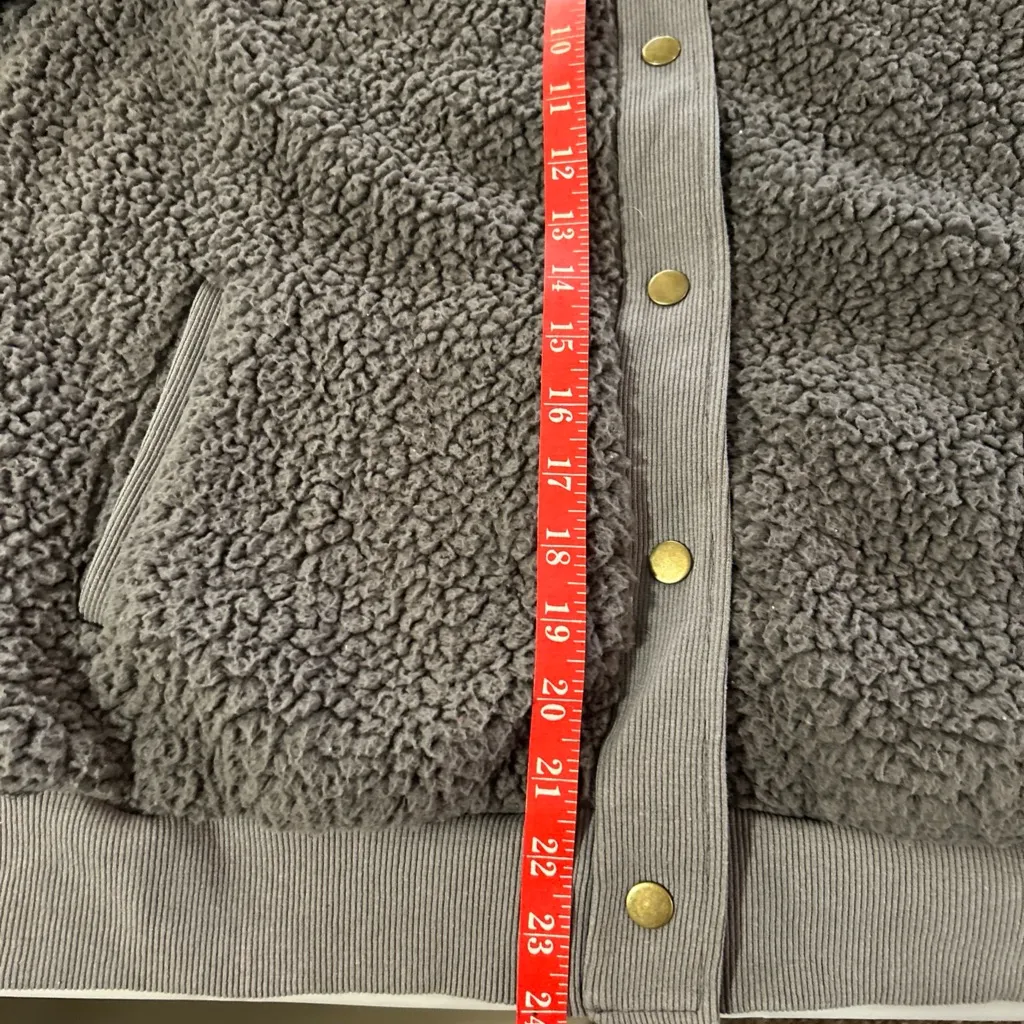 Merokeety Women’s Retro Deep Pile Teddy Bear Sherpa Fleece Jacket, Gray Sz Med - Image 8