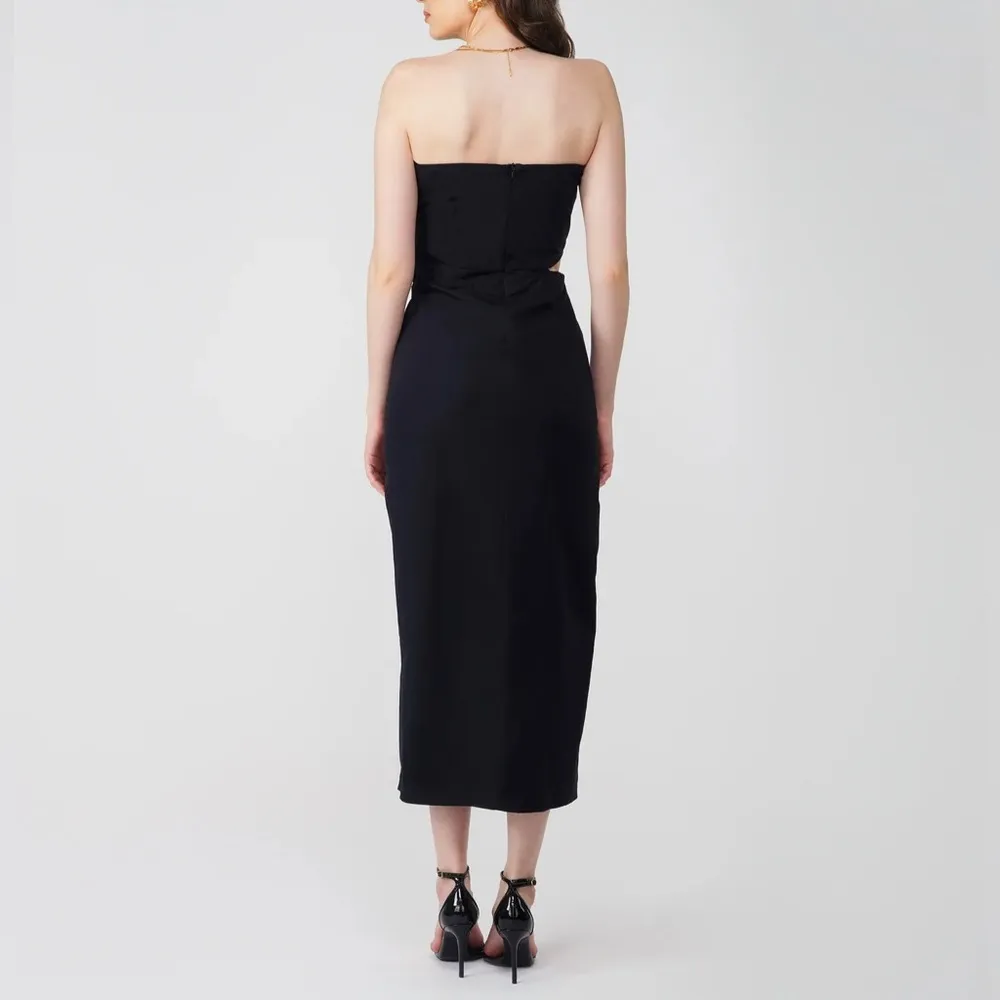 Zara Black Strapless Midi Dress - Image 4