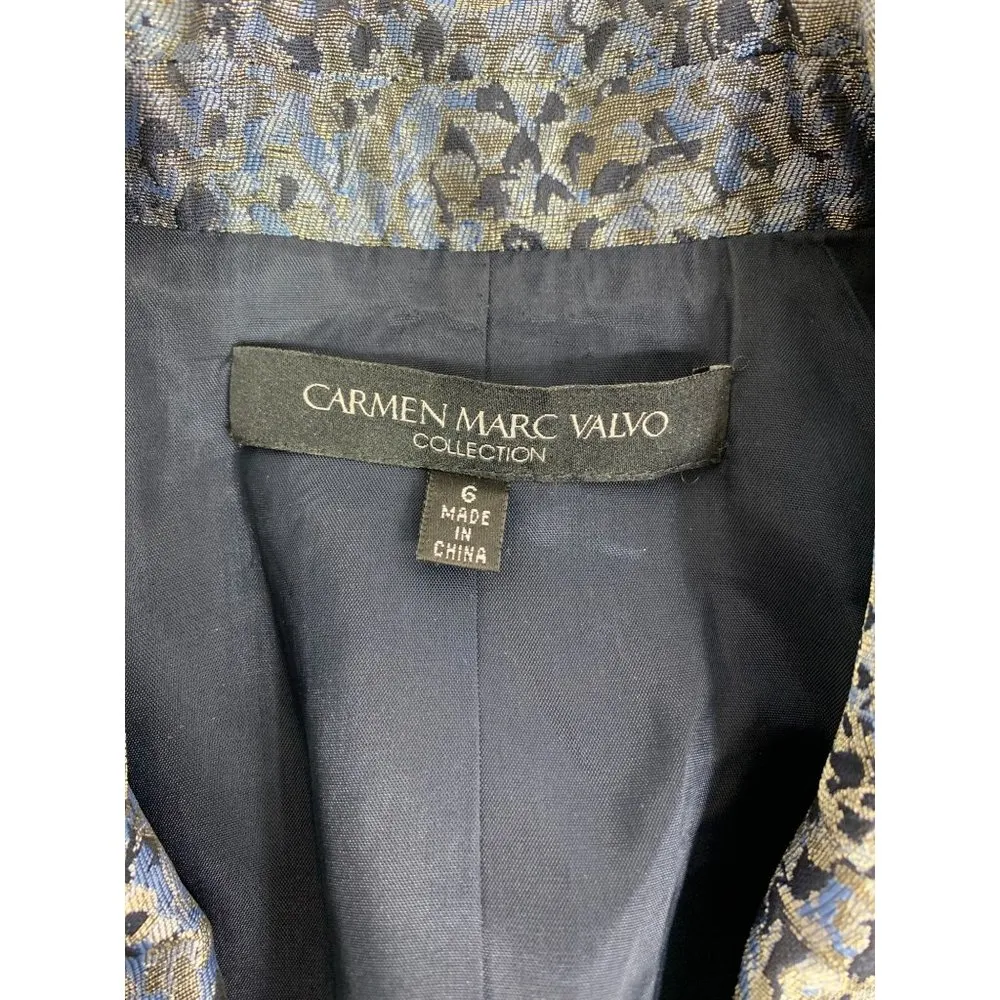 Carmen Marc Valvo Collection Women's Metallic Navy Blue Blazer - Image 3