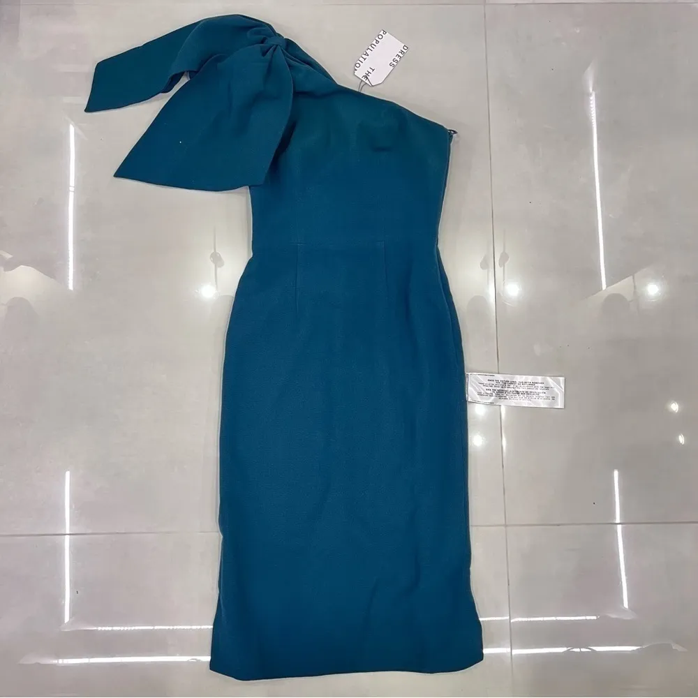 Dress the Population Tiffany One Shoulder Bow Detail Sleeveless Sheath Dress - Image 8