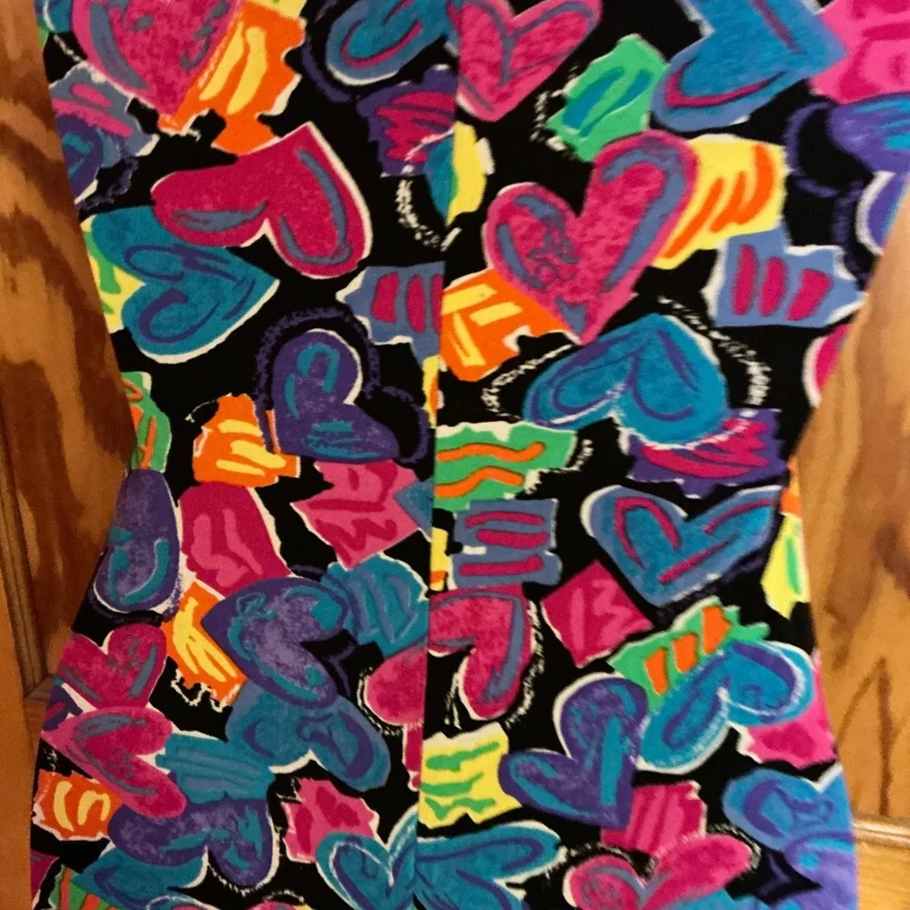 Vintage 80s bright hearts unitard Size XS - Image 4